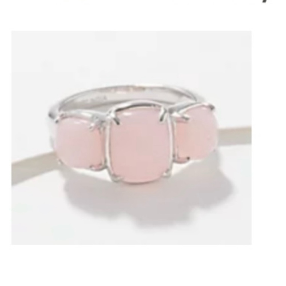 Pink Opal SS Three Stone Ring